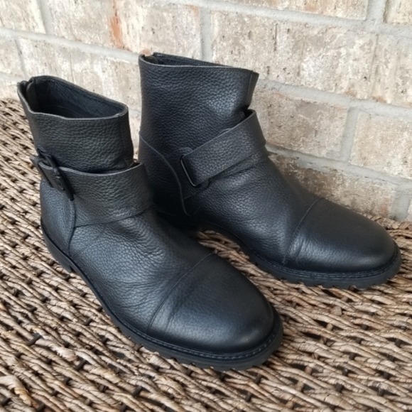 Express BLACK Leather Boots (Mens 9) Zip Up Lug Sole Captoe main image 10